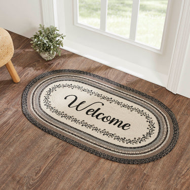 Floral Vine Jute Braided Rug Oval with Rug Pad 27